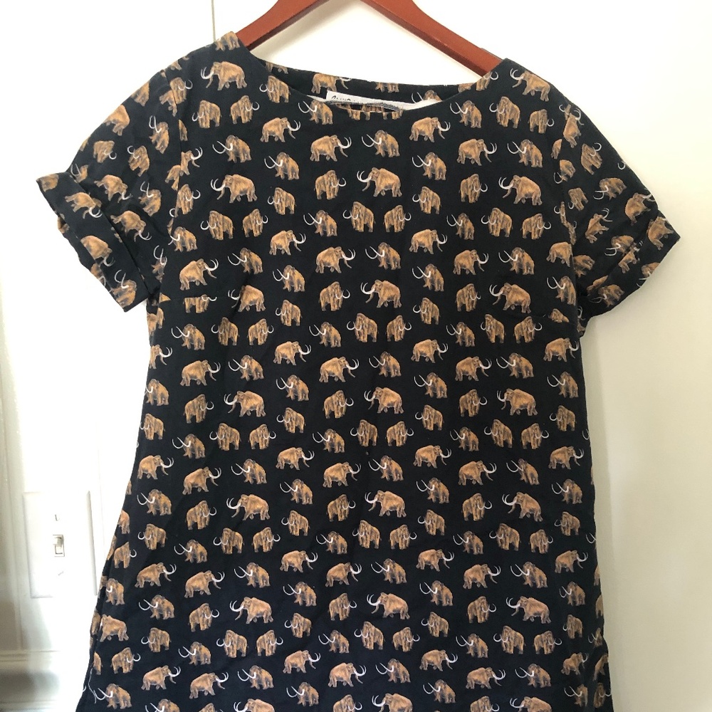 Handmade Woolly Mammoth Print Shift Dress